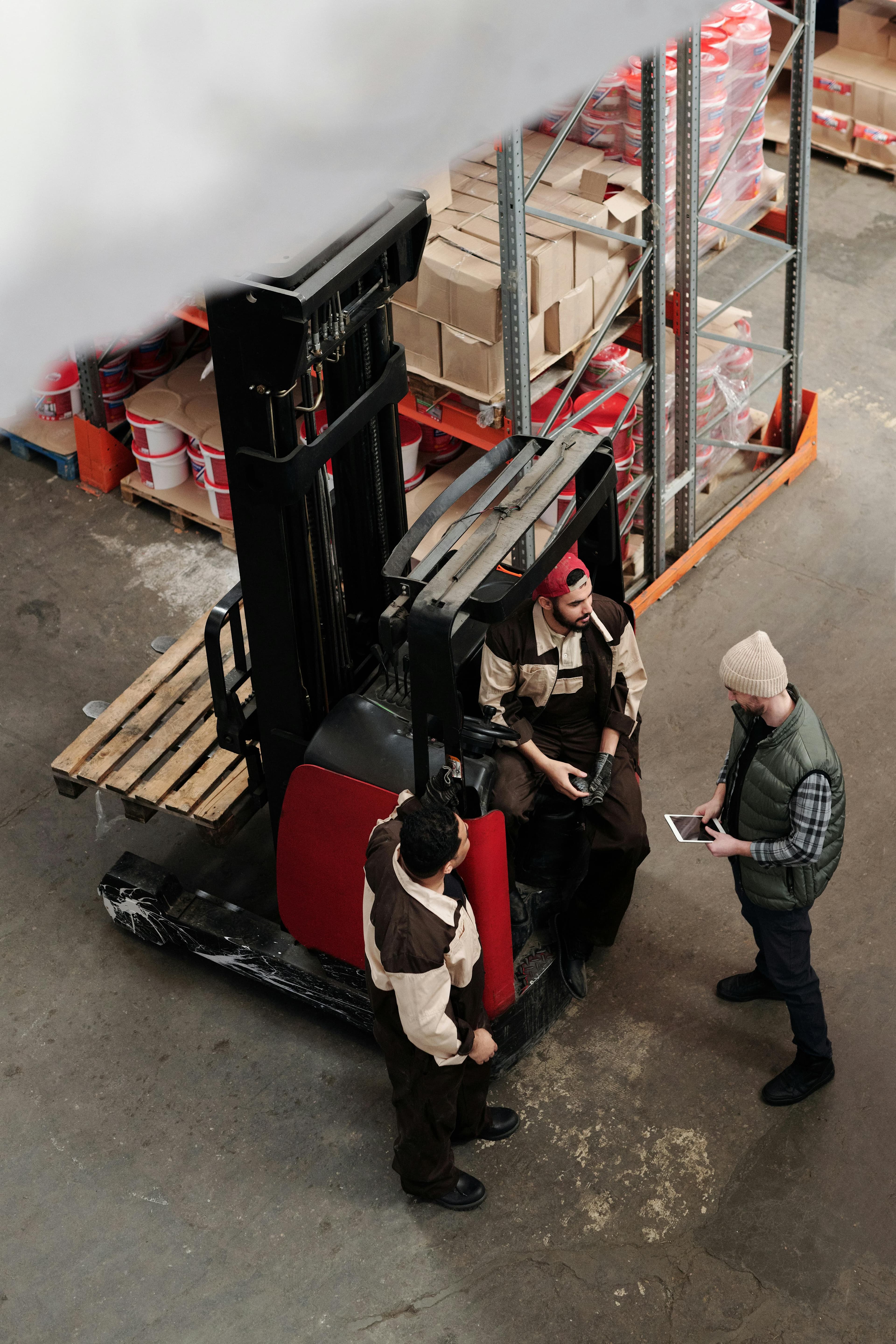 Logistics team coordinating in a warehouse